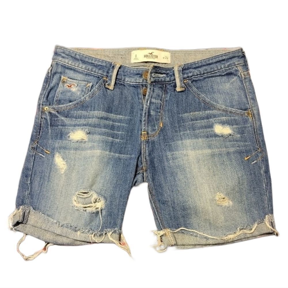 Hollister button Up Fly Distressed bermudas shorts Sz 24